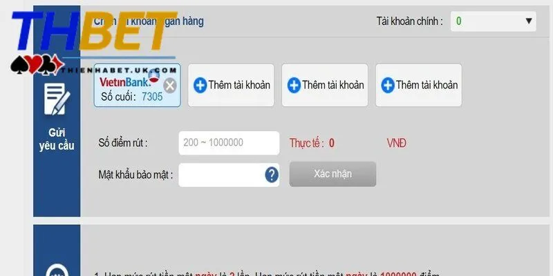 rút tiền Thienhabet 3 Khi rút tiền Thienhabet, cần quan tâm đến những điểm nào?